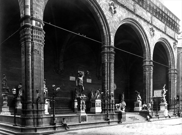 toscane, florence, vue de la loggia della signoria, 1920 1930