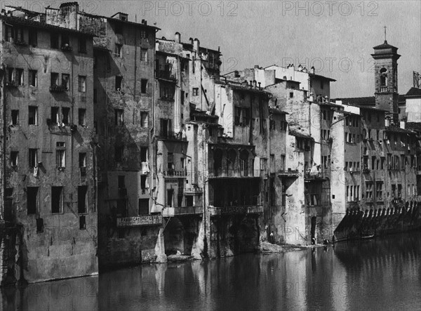 toscane, florence, vue du borgo san jacopo depuis la rivière arno, 1910 1920