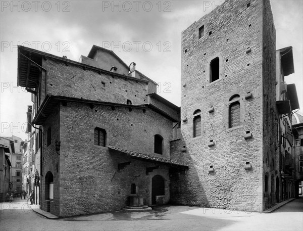 toscana, florence, vue des maisons de la famille alighieri, 1900 1910