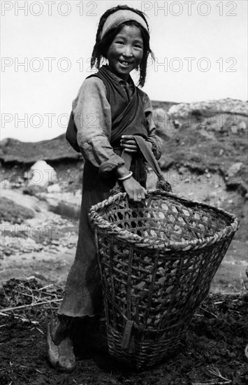 asie, chine, fille tibétaine, 1920 1930