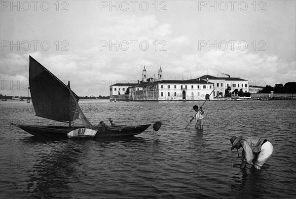 italie, veneto, venise, île de san servolo, 1910 1920