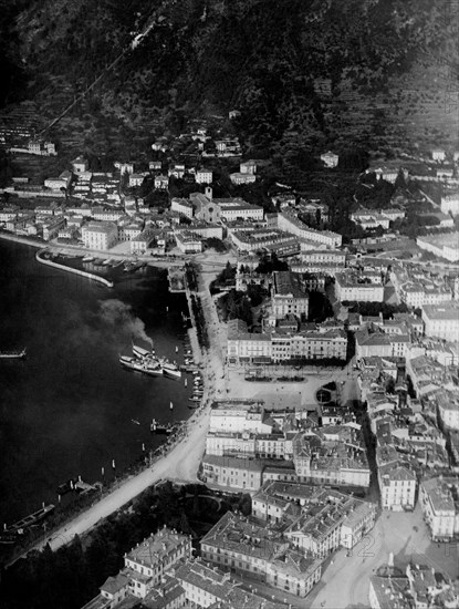 italie, lombardie, como, vue aérienne, 1920 1930