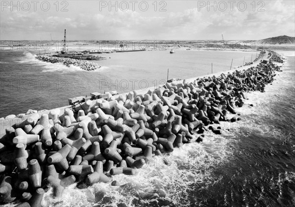 moyen-orient, israël, ashdod, vue du port, 1963