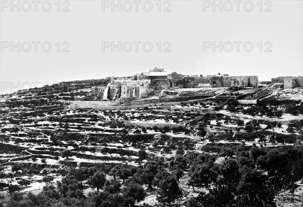 israël, bethléem, le couvent franciscain avec l'église de la nativité, 1910