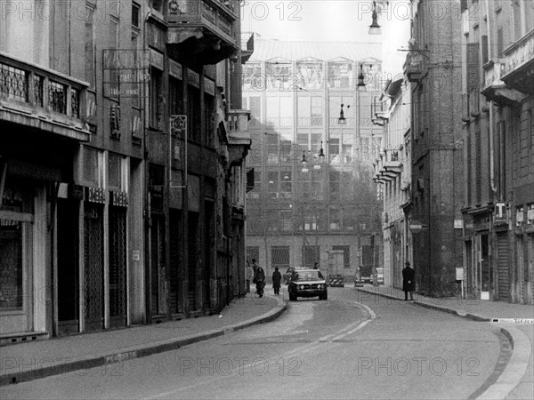 italie, lombardie, milan, via montenapoleone, 1977