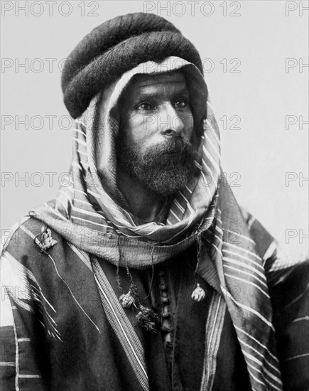 syrie, portrait d'un bédouin de palmyre, 1900 1910