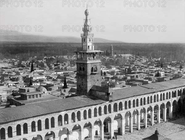 syrie, damas, vue générale avec la grande mosquée, 1900 1910