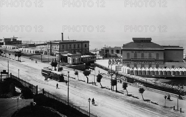 toscane, livorno, vue d'établissements de bains, 1910 1920