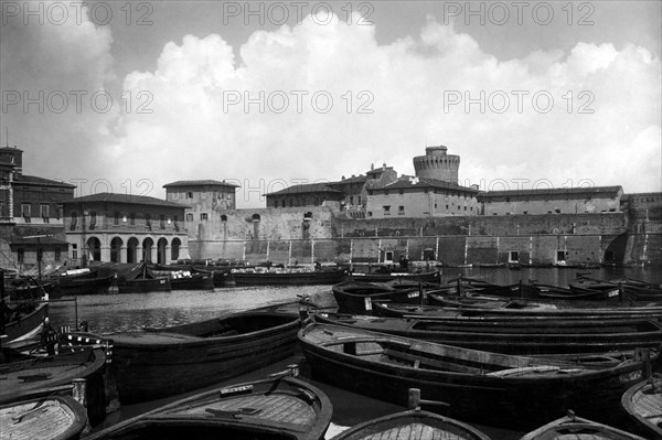 eurpoa, italie, toscane, livourne, vue de la vieille forteresse, années 1920