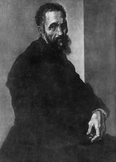 italie, florence, peinture autoportrait de michelangelo buonarroti, 1475 1564