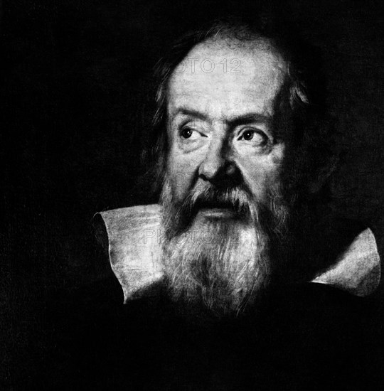 italie, florence, peinture, portrait de galileo galilei, 1564 1642