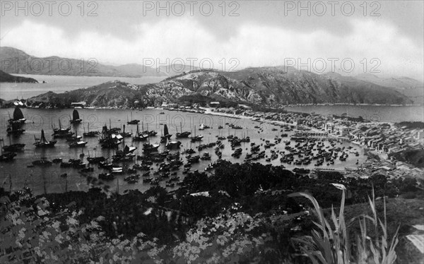 chine, hong kong, vue de l'île de cheung chow, 1910 1920