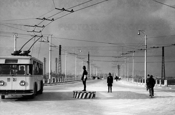 italie, venise, le viaduc venise-mestre, 1933