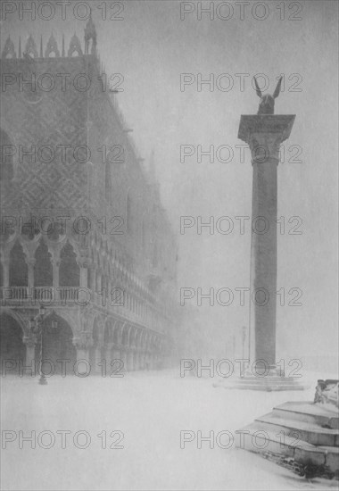 italie, venise, la jetée couverte de neige, 1928 1929