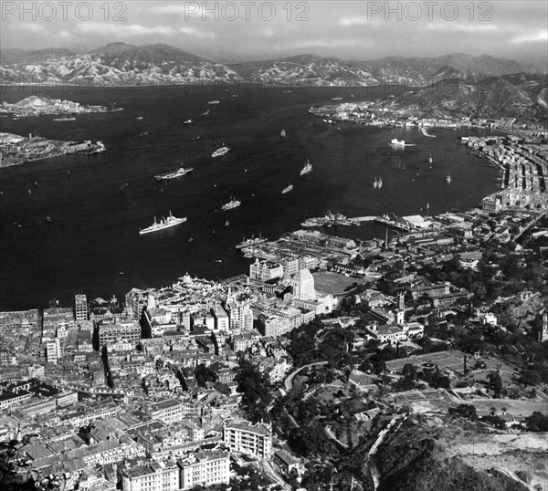 asie, chine, hong kong, vue de victoria et de son port, 1953