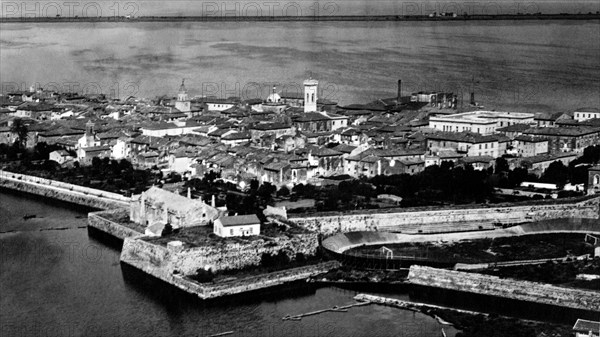 italie, toscane, orbetello, vue aérienne, 1930