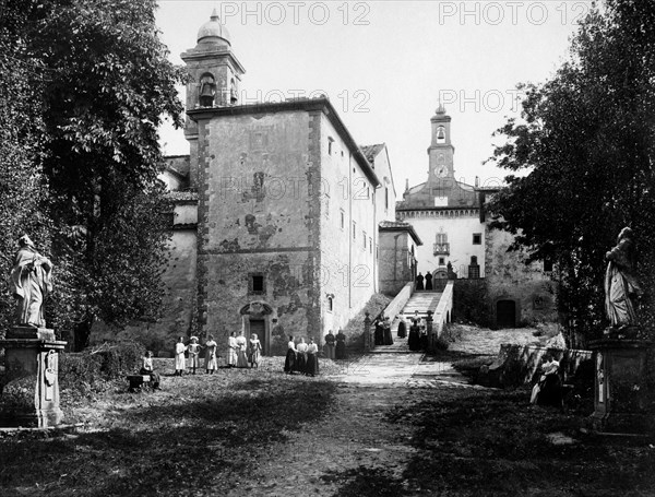 italie, toscane, vaglia, vue du couvent de montesenario, 1900 1910