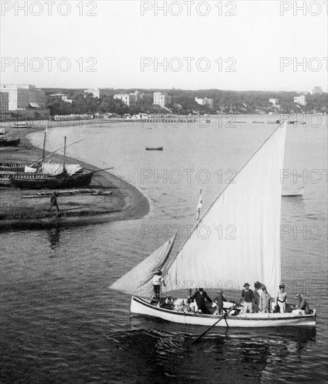 italie, lazio, rome, anzio, vue de la côte, 1900 1910