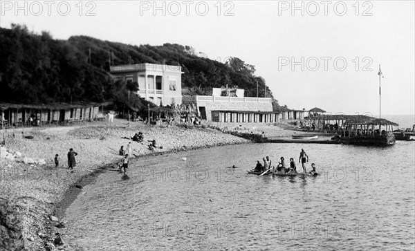 europe, italie, toscane, quercianella, vue des bagni paolieri, 1920 1930