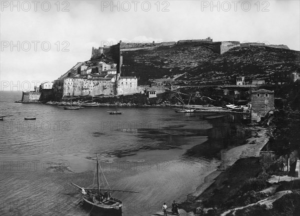 europe, italie, toscane, monte argentario, vue de porto ercole, 1910 1920