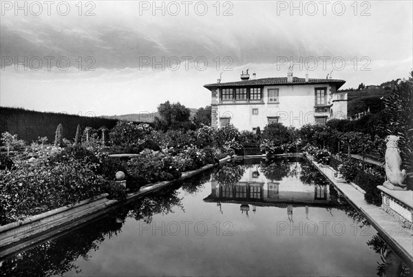 europe, italie, toscane, settignano, vue de la villa gamberaia, 1910 1920