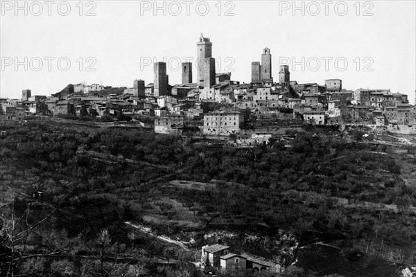 europe, italie, toscane, san gimignano, vue de la ville, 1900 1910