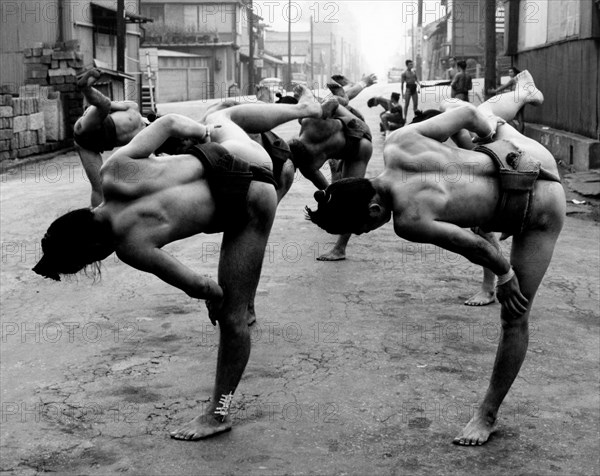 japon, tokyo, combat de lutteurs sumo, 1973