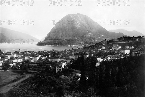 europe, suisse, lugano, vue, 1910 1920