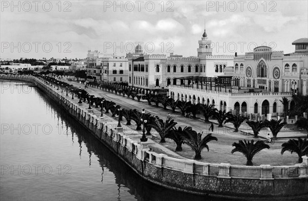 afrique, libye, tripoli, travaux de construction sur le nouveau front de mer, 1920 1930