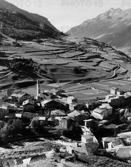 europa, italia, lombardia, sondrio, bormio, panorama, 1950