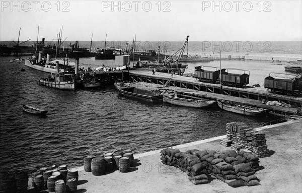 afrique, libye, bengali, vue du port, 1910 1920