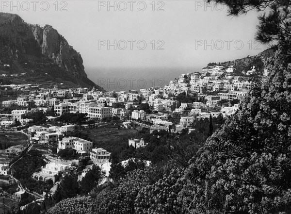 italie, campanie, île de capri, panorama, 1955