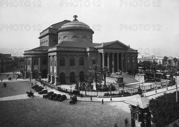 italia, sicilia, palermo, il teatro massimo in piazza verdi, 1920 1930