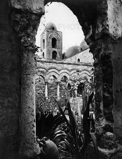 italie, sicile, palerme, le cloître de l'église de san giovanni degli eremiti, 1910 1920