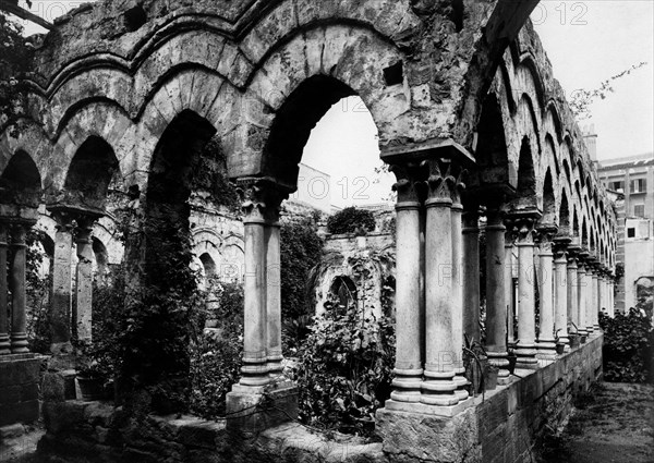 italie, sicile, palerme, le cloître de l'église de san giovanni degli eremiti, 1910 1920