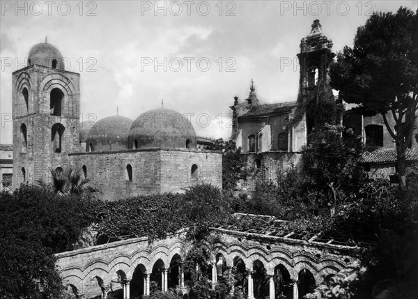 italie, sicile, palerme, le cloître de l'église de san giovanni degli eremiti, 1910 1920
