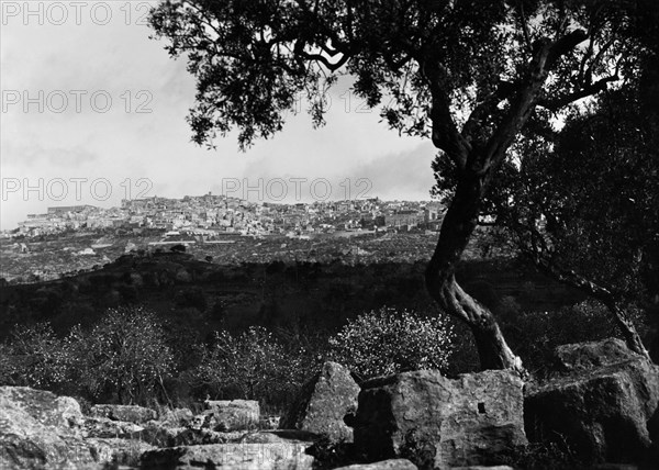 europe, italie, sicile, agrigento, vue de la ville, 1934