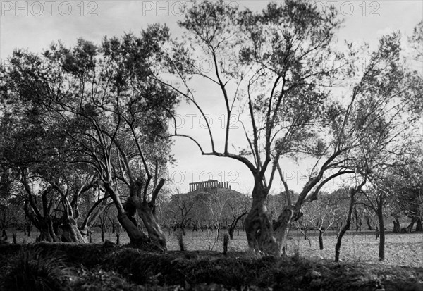 europe, italie, sicile, agrigento, vue du temple de juno lacinia, 1920 1930