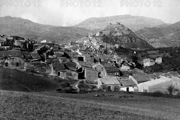 europe, italie, sicile, agrigento, calatafimi, panorama de la ville, 1900 1910