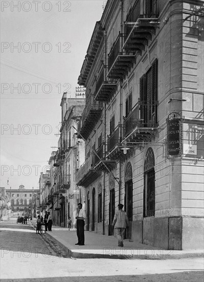 europe, italie, sicile, bagheria, vue du corso butera, 1934