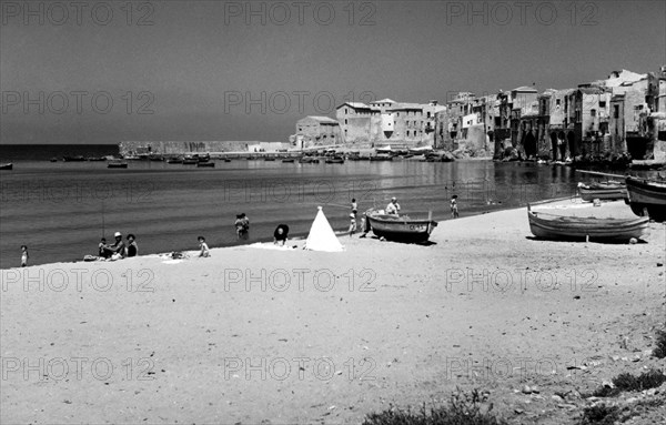 italie, sicile, cefalù, vue, 1930 1940