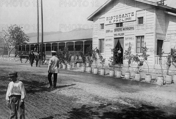 italie, sicile, messine, reconstruction du grand hôtel et du restaurant pagliari, 1910