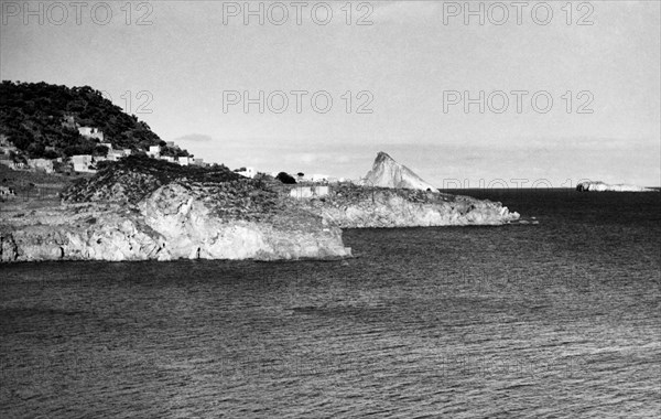 europa, italy, sicily, panarea island, panorama with scogli dattilo and lisca bianca, 1930