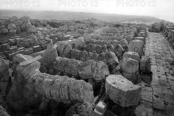 italie, sicile, selinunte, les ruines du flanc nord du temple, 1900 1910