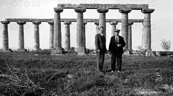 italie, basilicate, metaponto, panorama des plaques palatines, années 1940