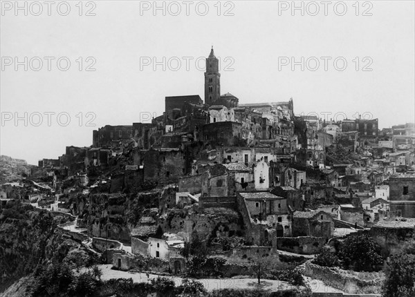 italie, basilicate, matera, le sasso caveoso et le sasso barisano, 1930