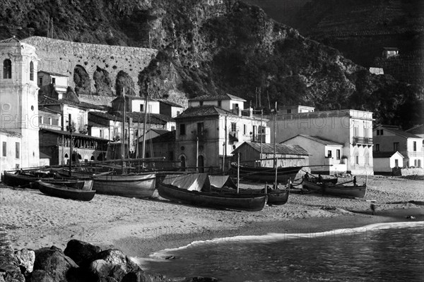 europe, italie, calabre, scilla, vue de la côte, 1930 1940