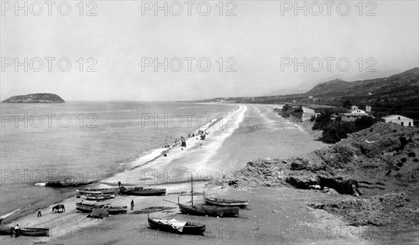 europe, italie, calabre, diamante, vue de la côte, 1920 1930