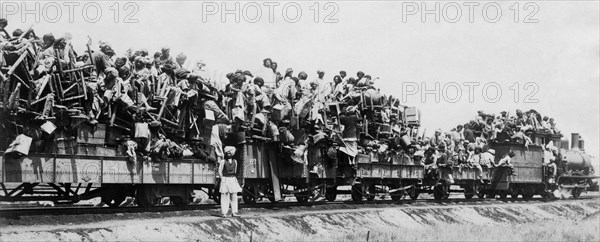 afrique, égypte, travailleurs dans le train, 1910