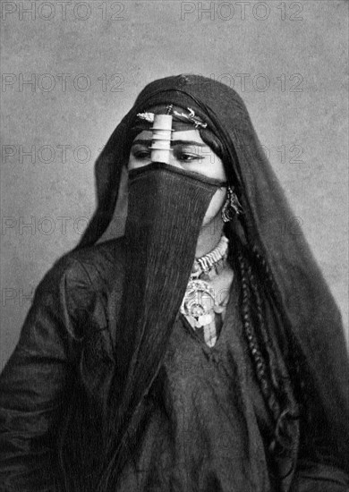 africa, egitto, cairo, giovane donna araba, 1878